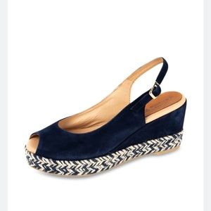 Patricia Green Navy Espadrille Wedges